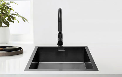 Évier Nurion Black Metal 44,5 x 34,5 – Évier de cuisine - Éviers de cuisine – Bac de cuisine - sans trou pour robinet, inox