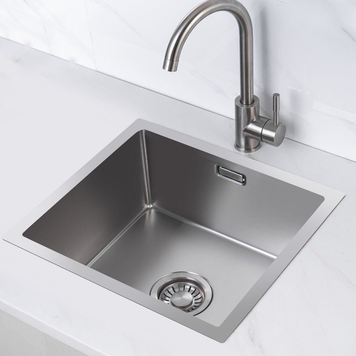 Évier Nurion inox 39,5 x 34,5 – Évier de cuisine - Éviers de cuisine – Cuve de cuisine - sans perçage pour robinet