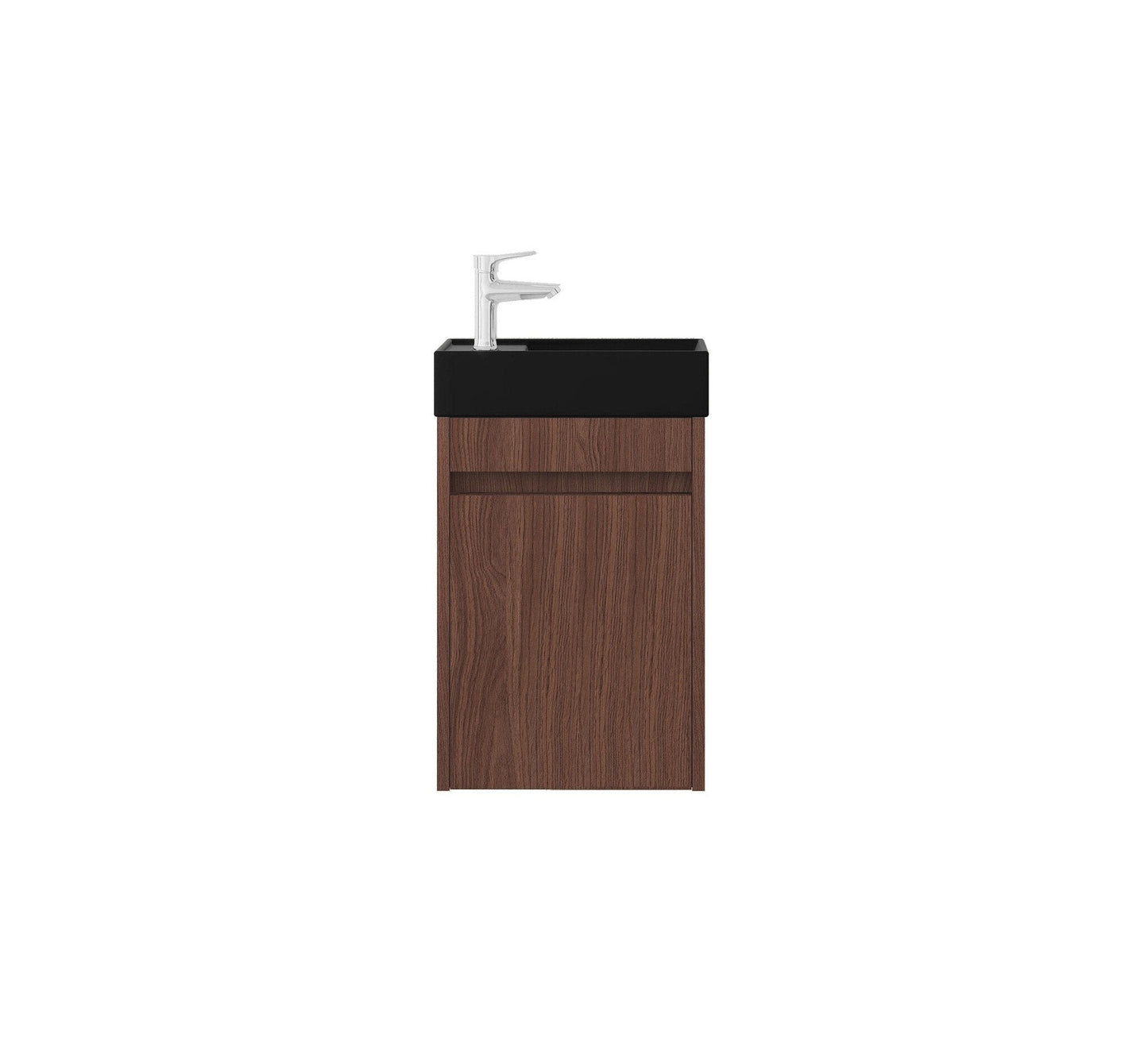 Nurion Meuble de salle de bain Emma - lavabo noir mat et armoire en noyer - 41 x 22,5 x 65 cm