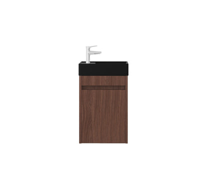 Nurion Meuble de salle de bain Emma - lavabo noir mat et armoire en noyer - 41 x 22,5 x 65 cm