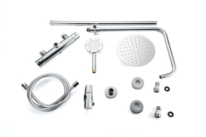 Douche de surface à effet pluie 30 cm douche de tête thermostatique chrome