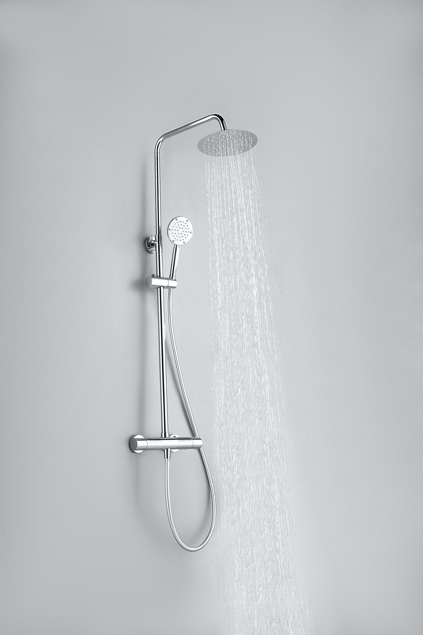 Douche de surface à effet pluie 30 cm douche de tête thermostatique chrome