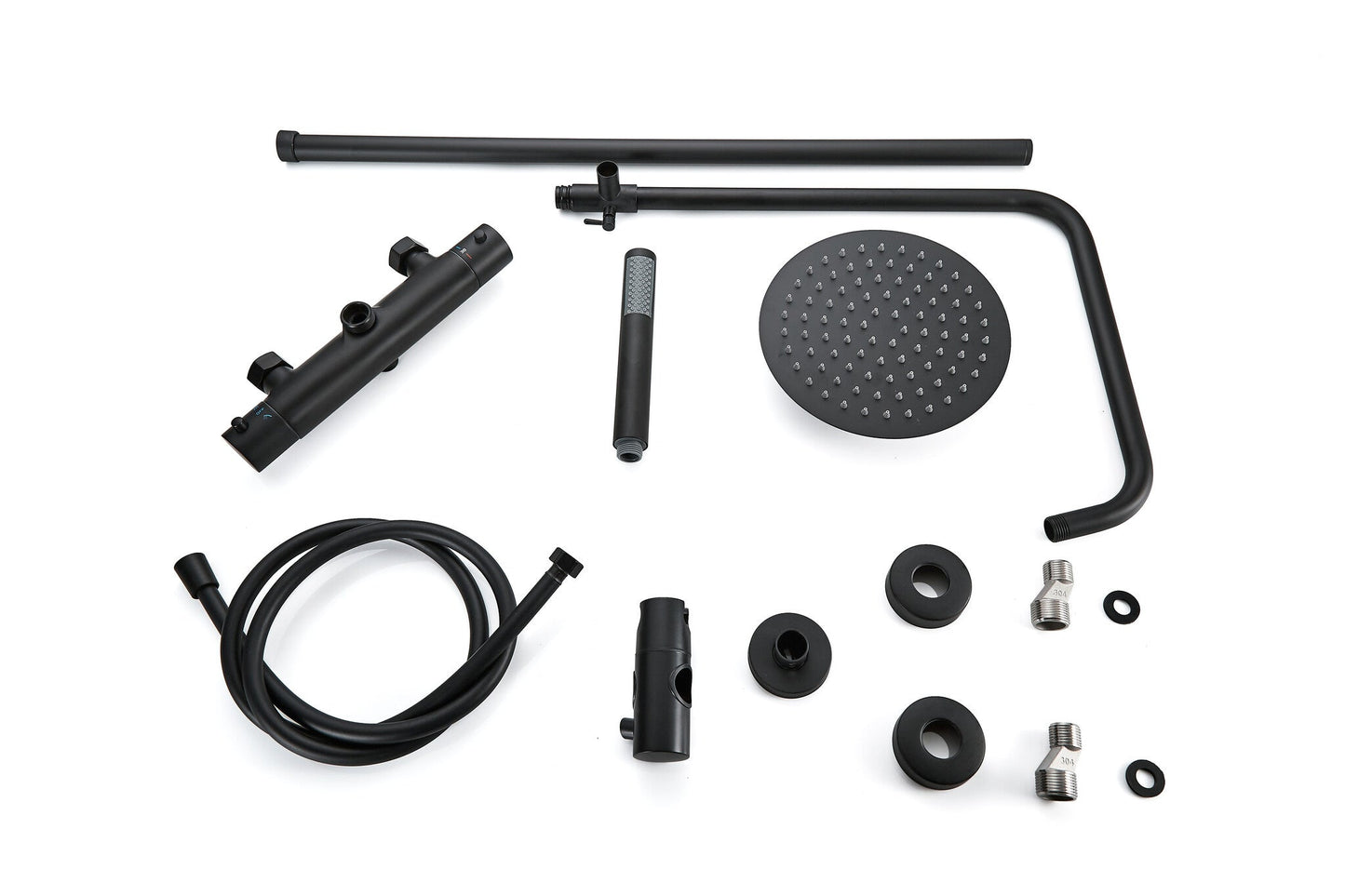 Douche de surface pluie 30 cm douche de tête thermostatique noir mat