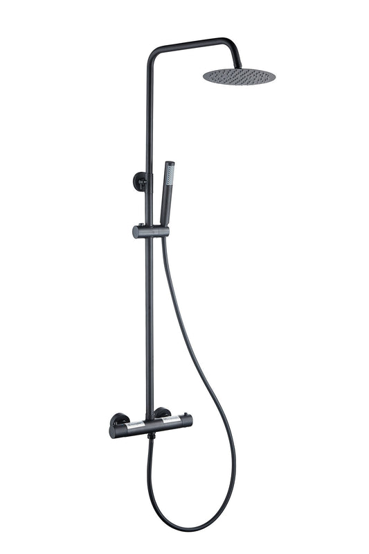 Douche de surface pluie 30 cm douche de tête thermostatique noir mat