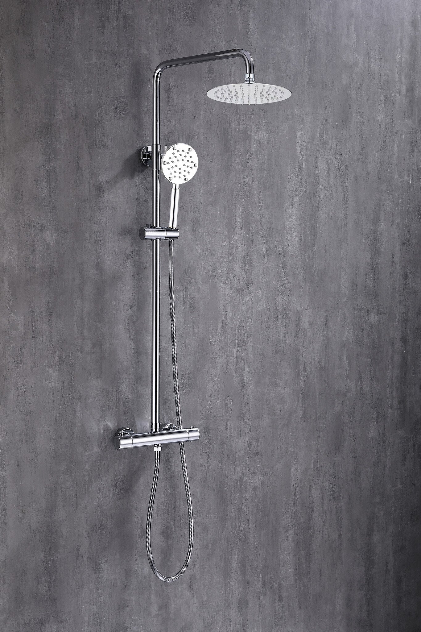 Douche de surface à effet pluie 30 cm douche de tête thermostatique chrome