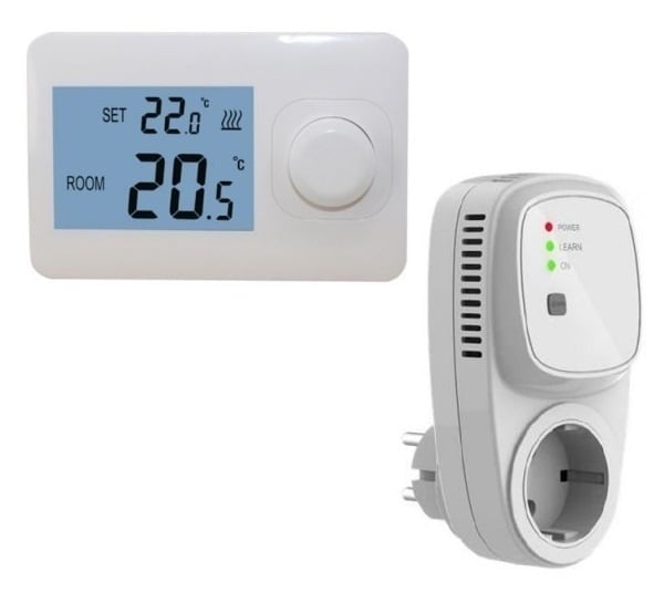 QH Thermostat simple sans fil de base non programmable avec récepteur enfichable