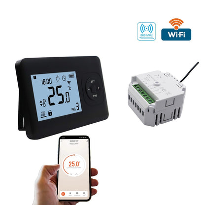 Thermostat noir WiFi QH-Basic avec récepteur encastré