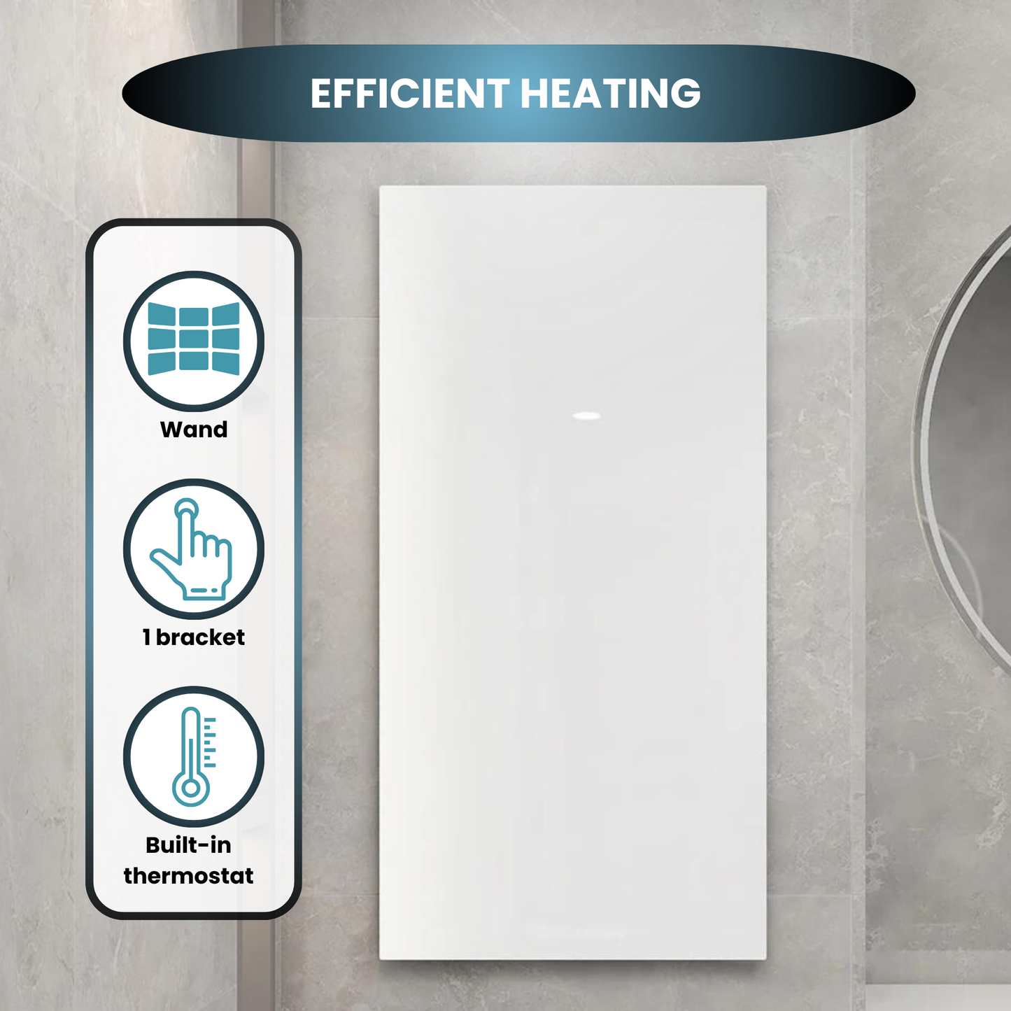 QH - GD White Series panneau infrarouge en verre 60 x 120 cm - 700Watt