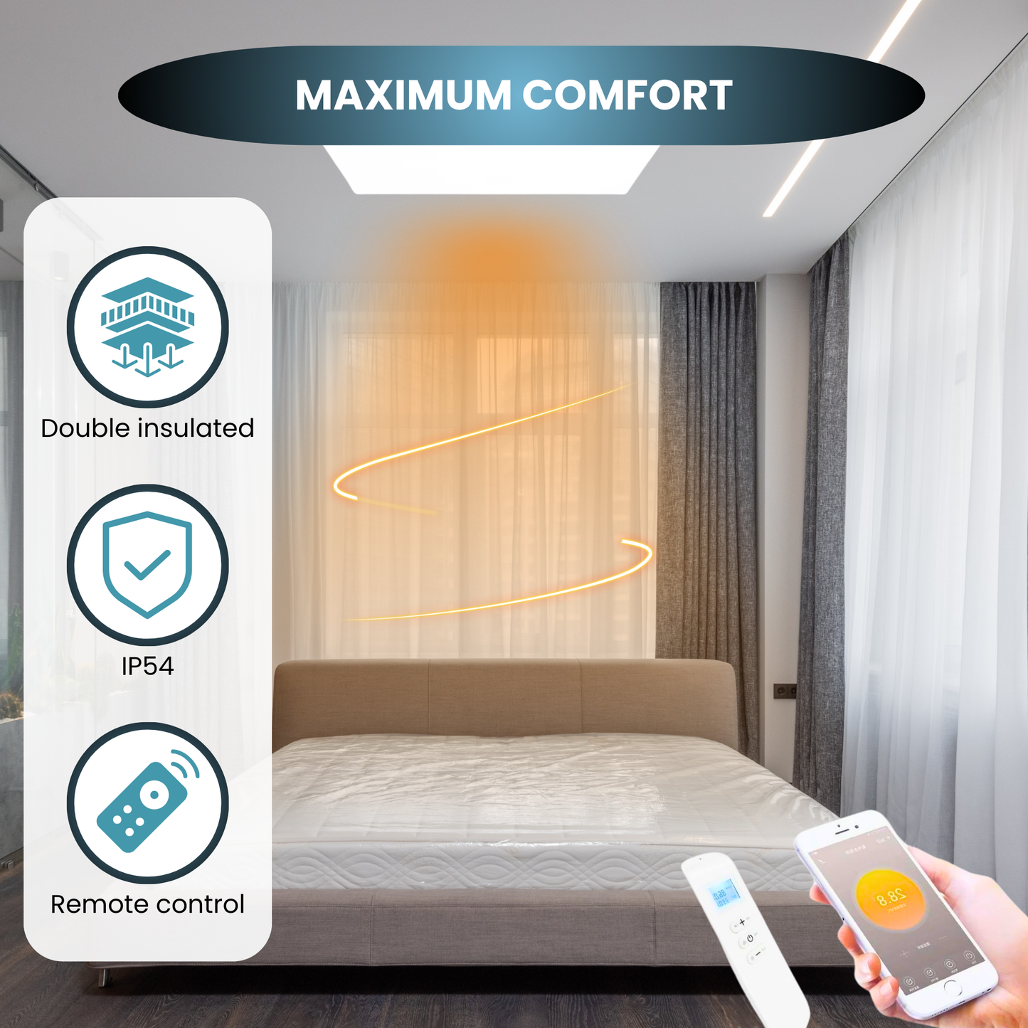QH-H4 Exclusive Serie infraroodpaneel 70 x 120 cm - 1000Watt