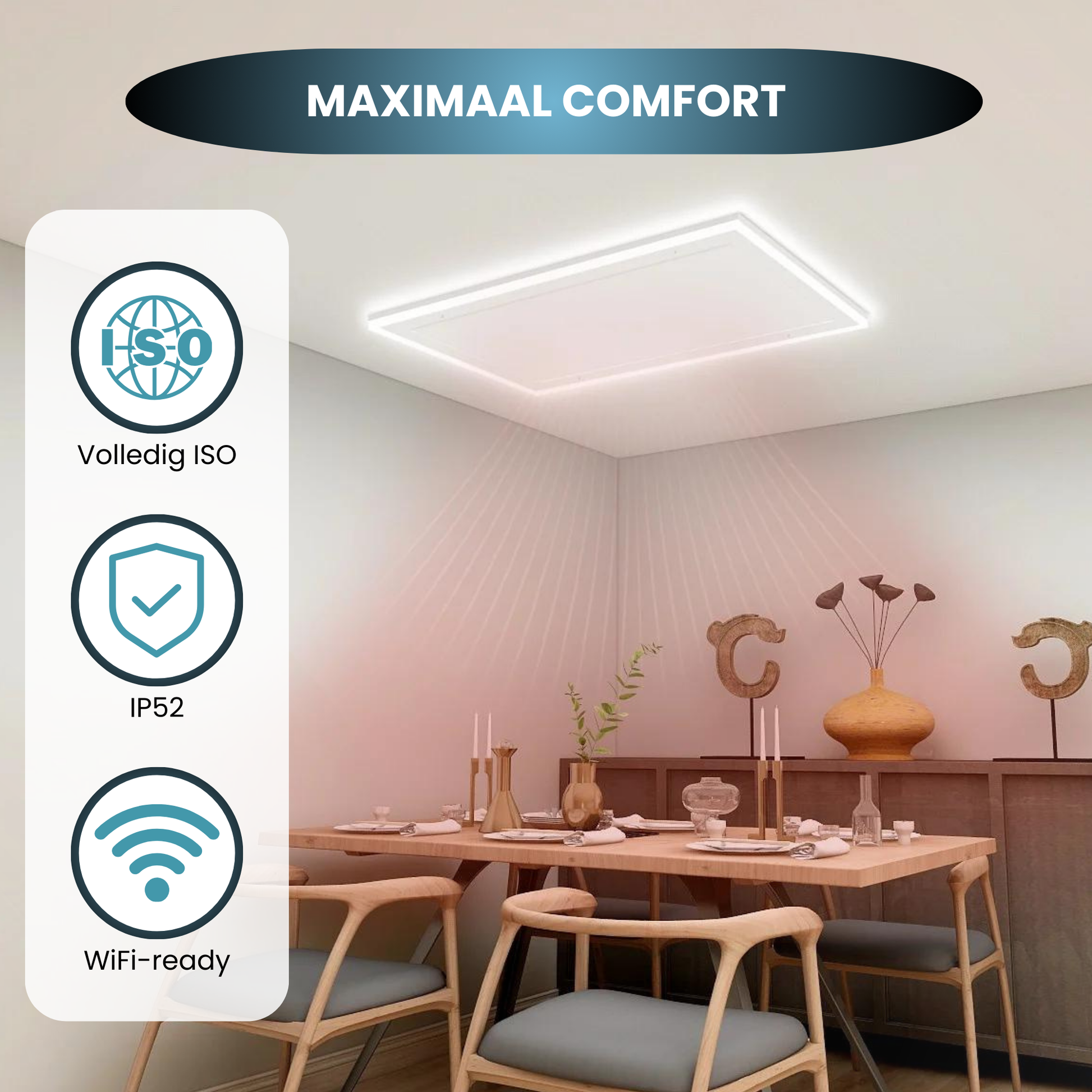 Série QH-HL Panneau infrarouge Wifi avec éclairage LED 63x128 cm 840Watt