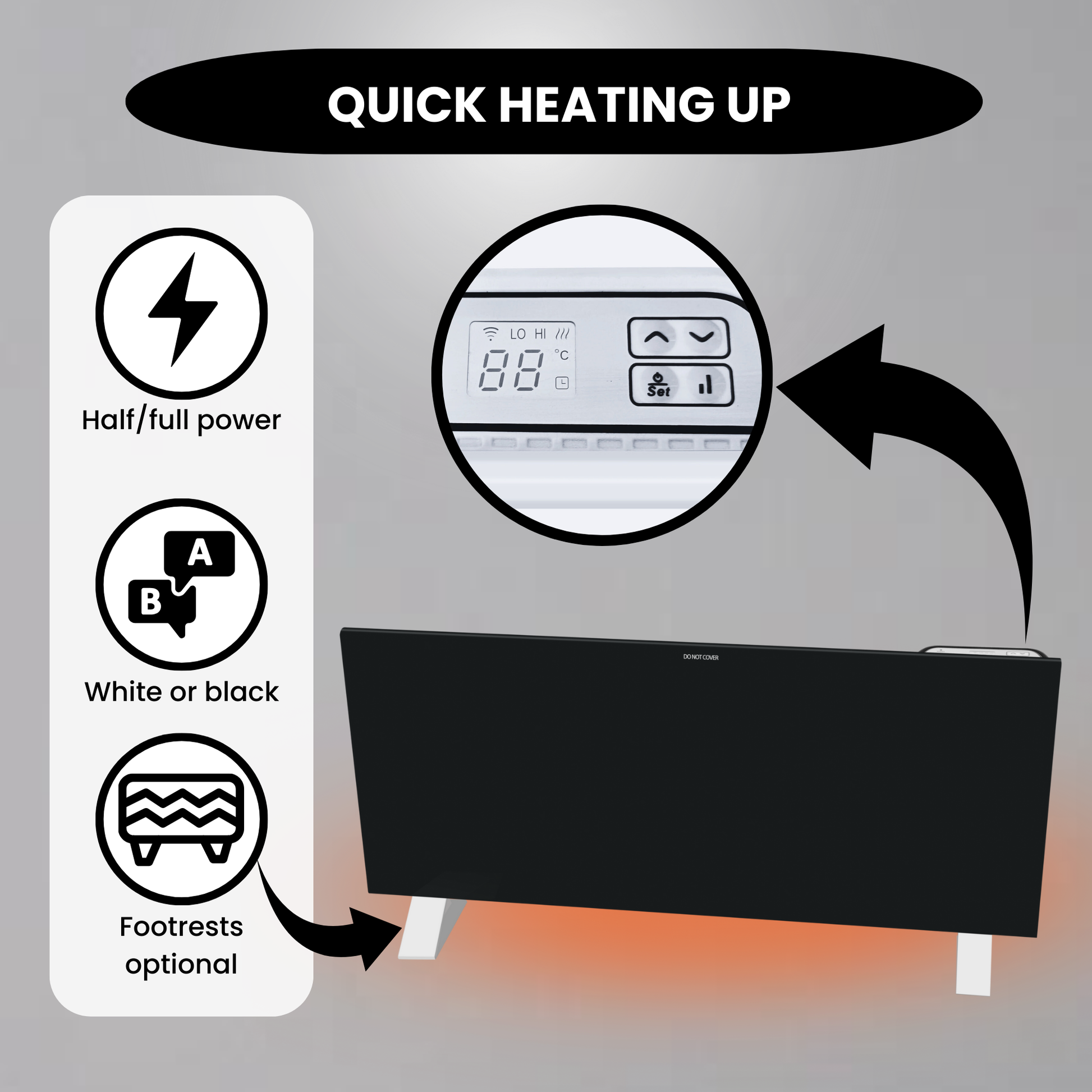 Chauffage de qualité - Eco Slim Wifi noir