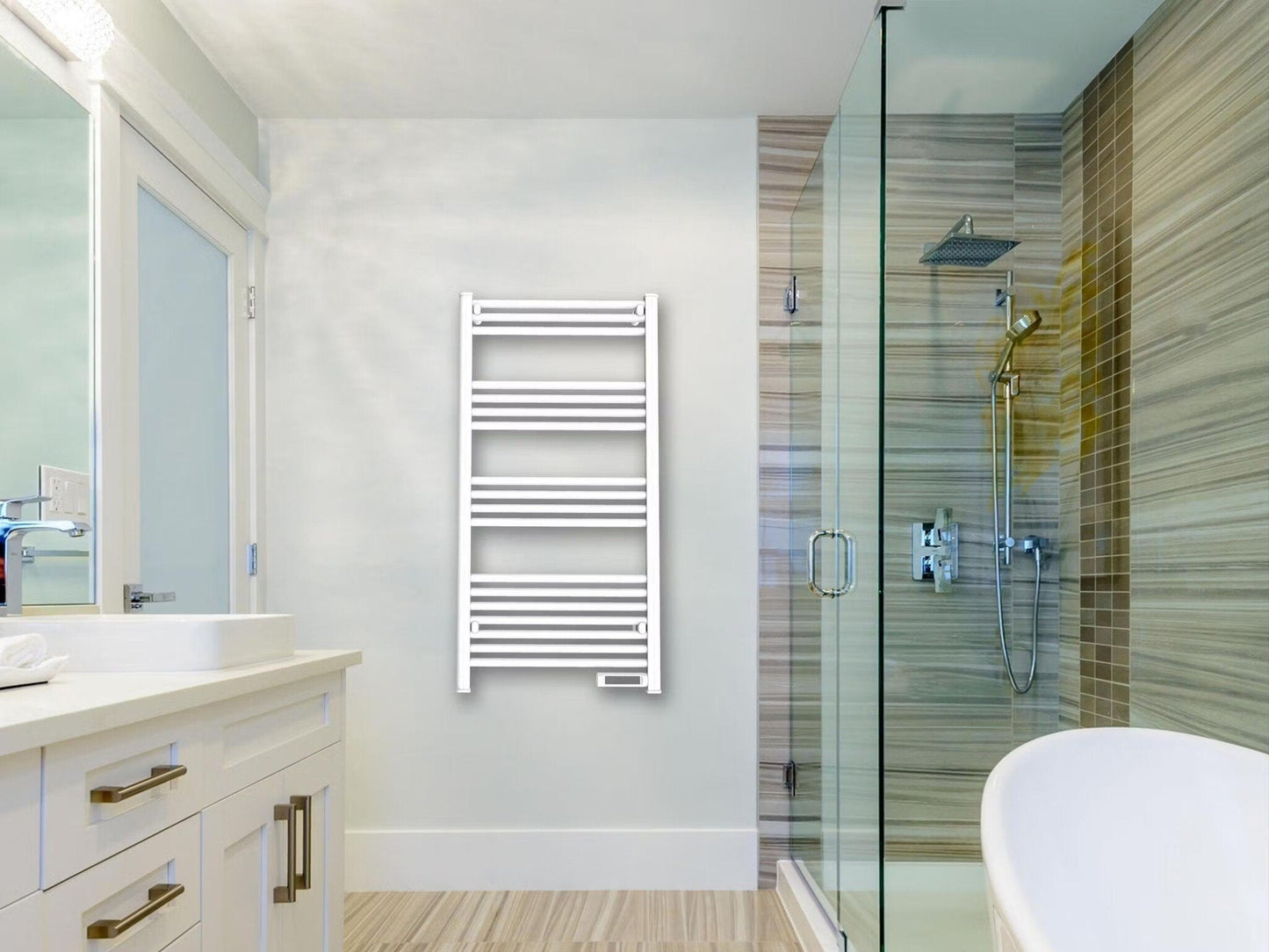 Radiateur sèche-serviettes électrique intelligent avec thermostat blanc QH-09G