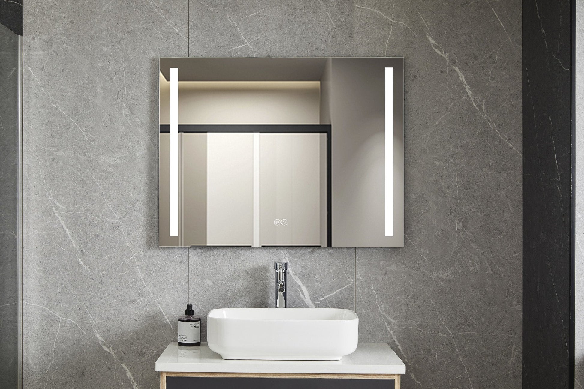 Miroir 60 x 100 cm sans cadre, éclairage LED encastré et anti-condensation