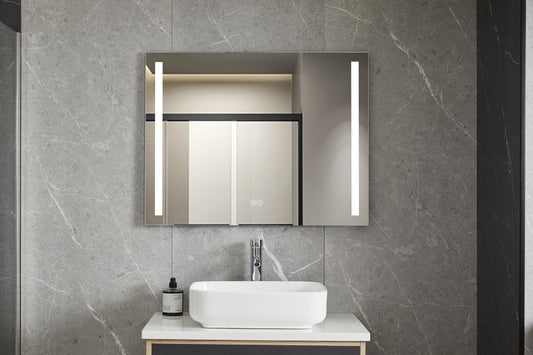 Miroir 60 x 100 cm sans cadre, éclairage LED encastré et anti-condensation