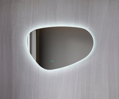 Miroir asymétrique organique avec éclairage LED et anti-condensation 60 cm de large et 40 cm de haut
