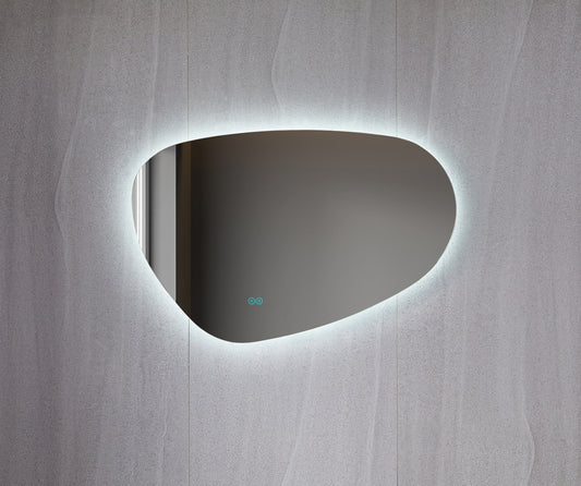 Miroir asymétrique organique avec éclairage LED et anti-condensation 60 cm de large et 40 cm de haut