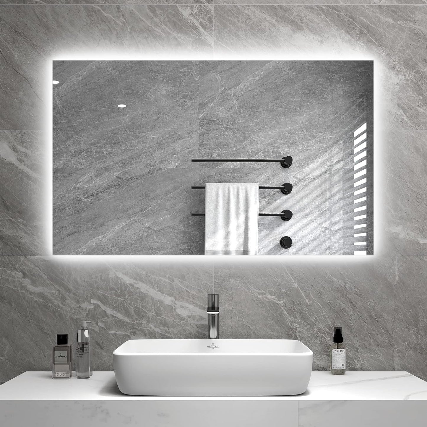 Miroir chauffant infrarouge avec éclairage LED 60 x 120 cm 700Watt