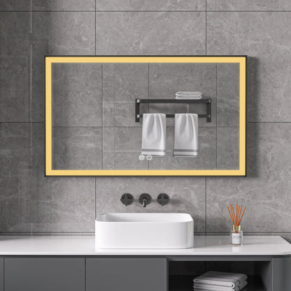 Miroir avec cadre noir, LED, anti-buée 60 x 100 cm