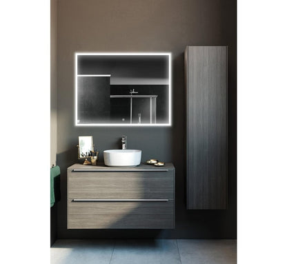 Miroir avec cadre noir, LED, anti-buée 60 x 120 cm
