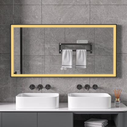 Miroir avec cadre noir, LED, anti-buée 60 x 120 cm