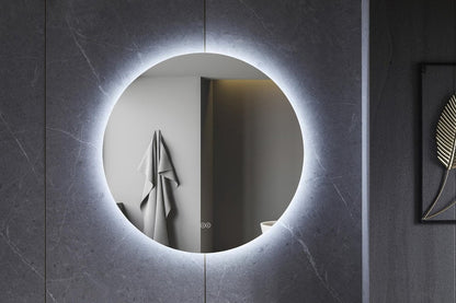 Miroir rond 100 cm sans cadre, éclairage LED périphérique et anti-buée