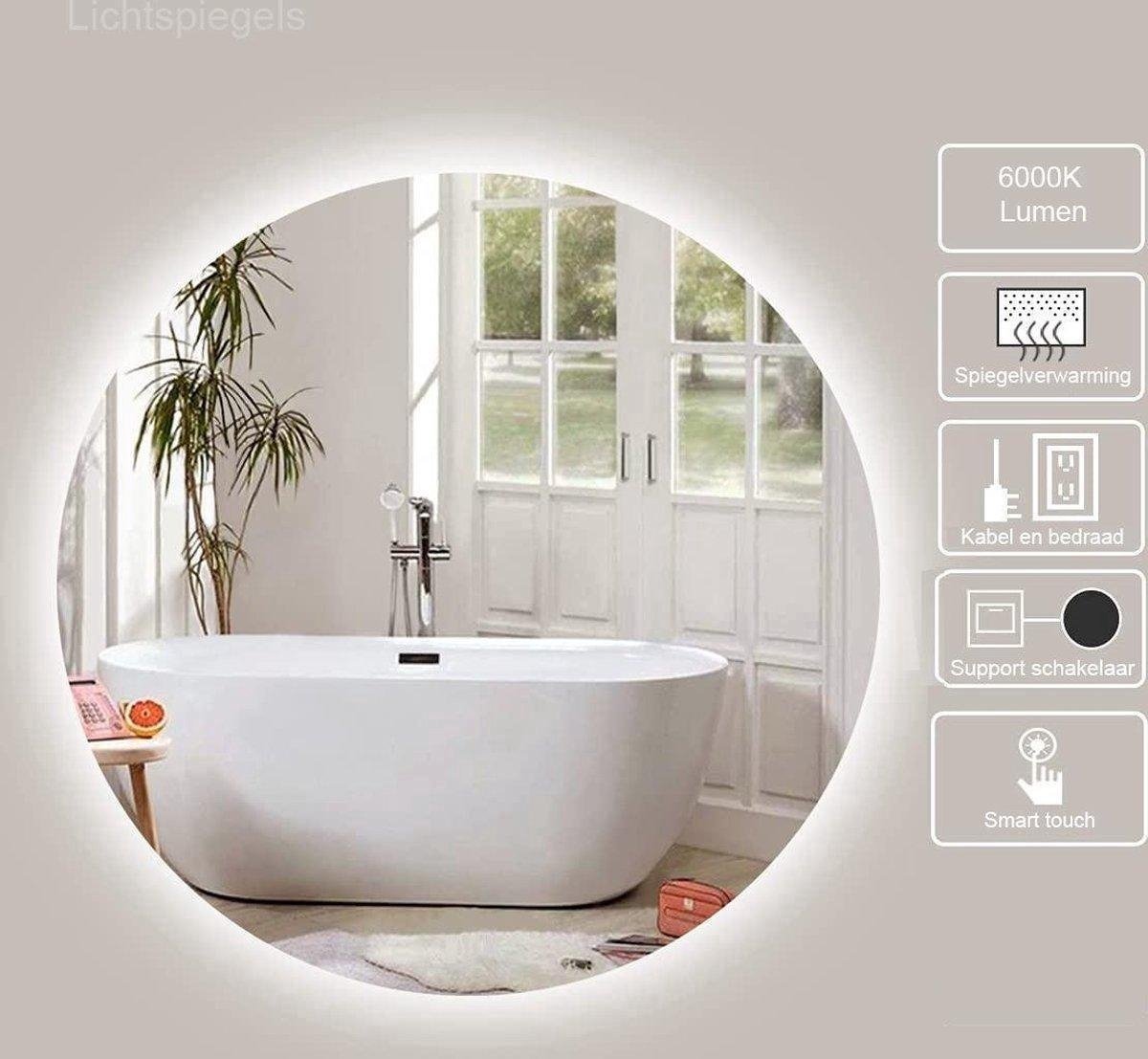 Miroir rond 100 cm sans cadre, éclairage LED périphérique et anti-buée