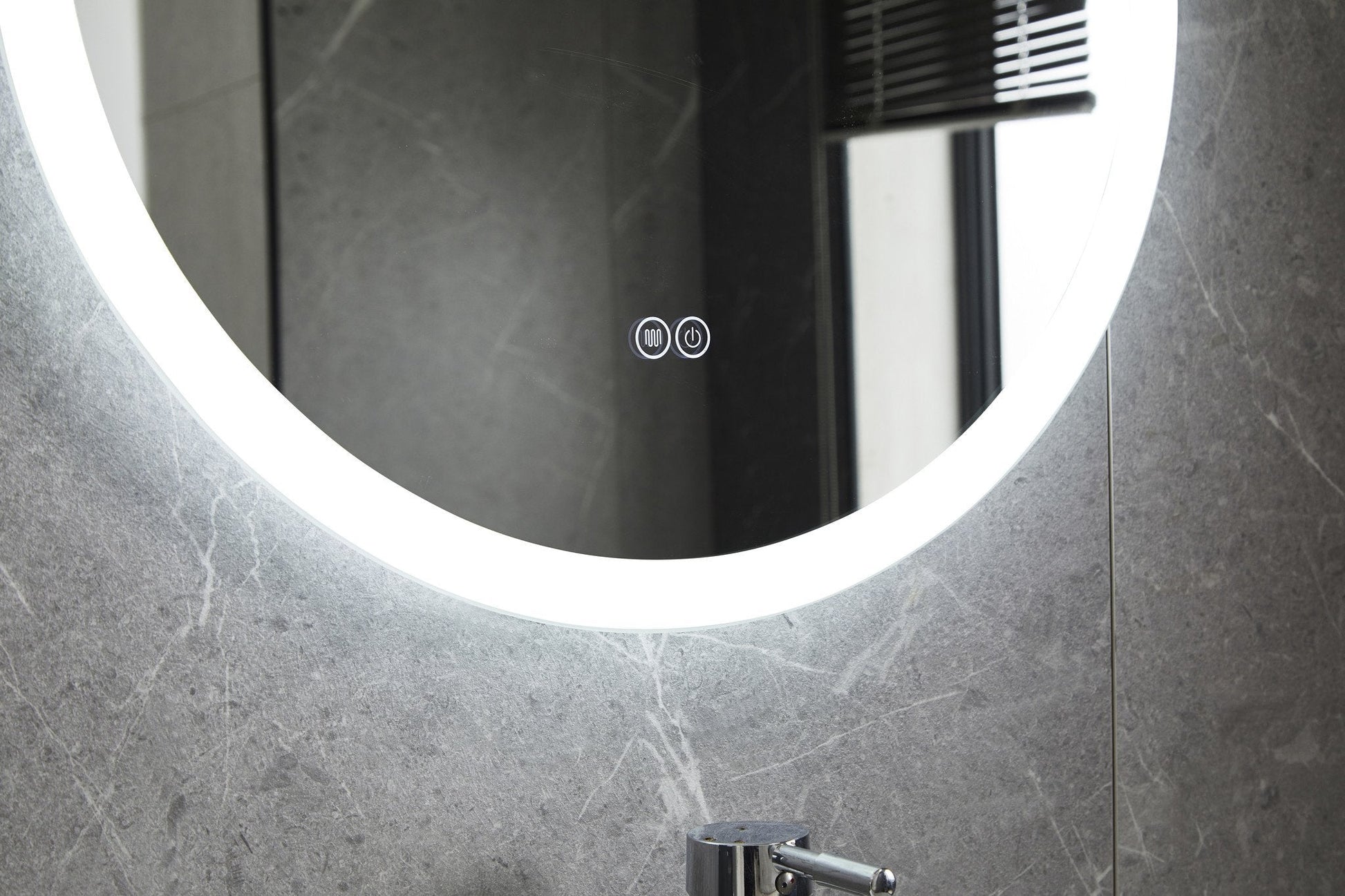 Miroir rond 60 cm sans cadre, éclairage LED encastré et anti-condensation