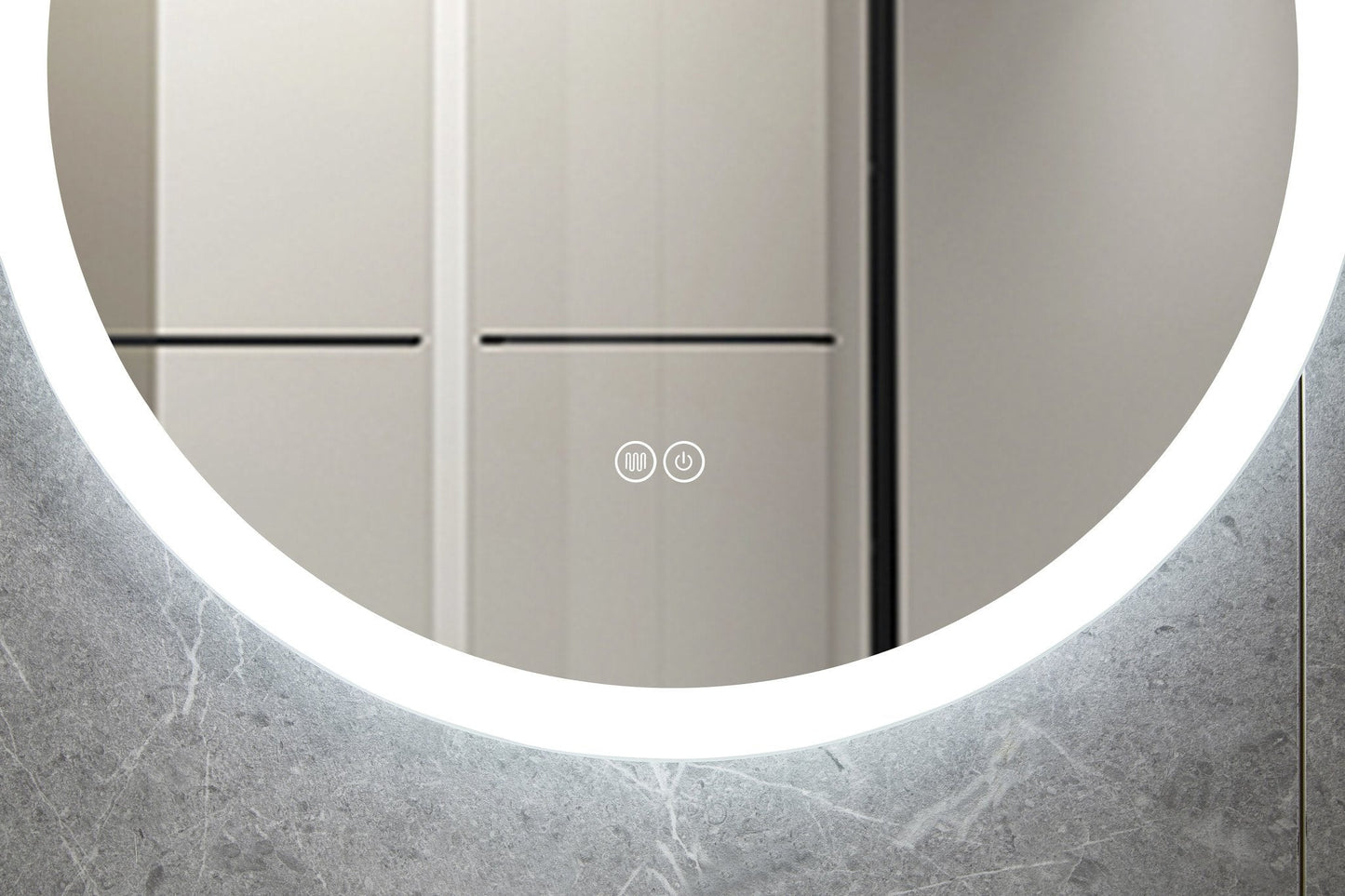 Miroir rond 60 cm sans cadre, éclairage LED encastré et anti-condensation