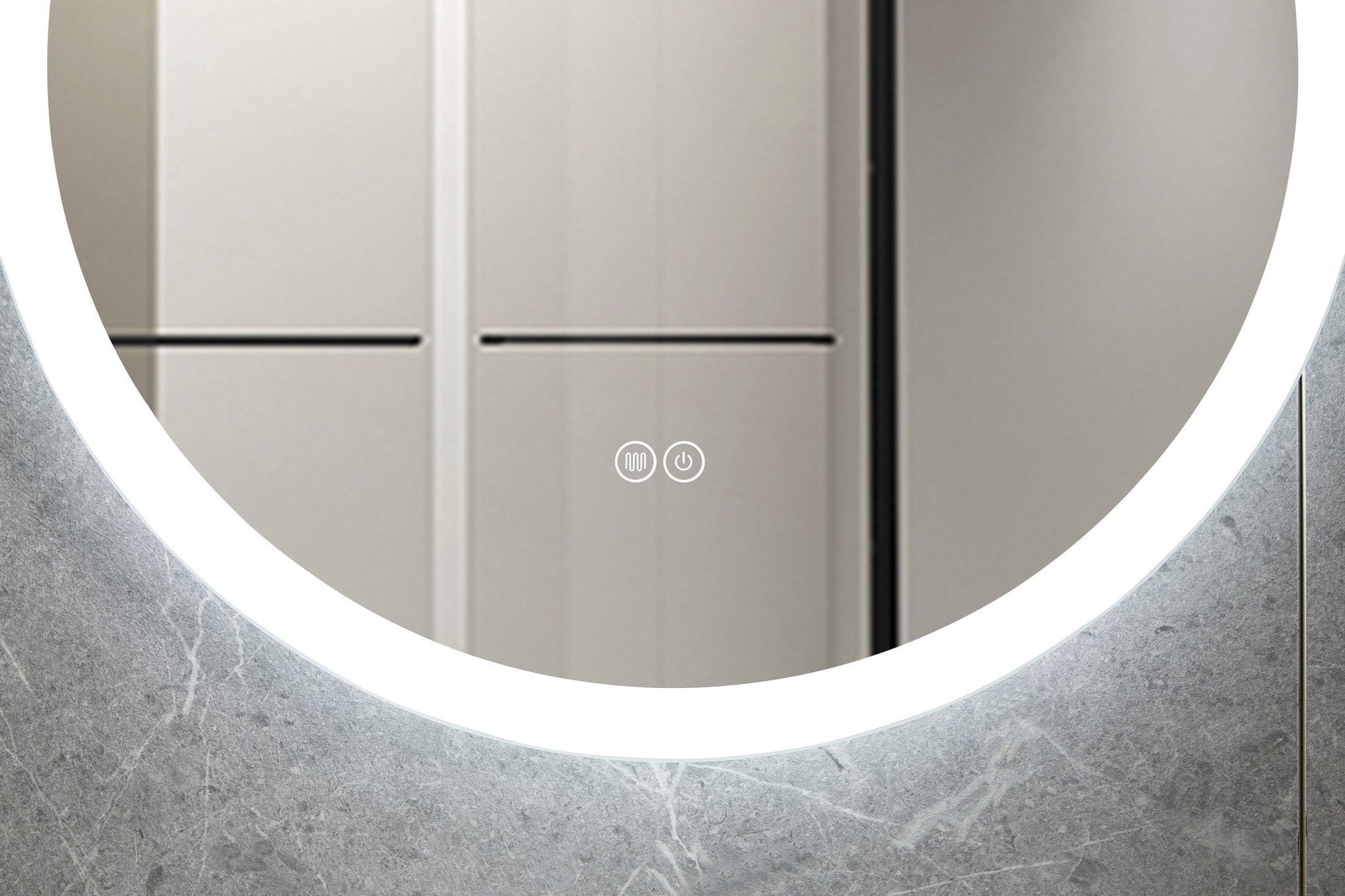 Miroir rond 60 cm sans cadre, éclairage LED encastré et anti-condensation