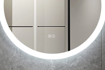 Miroir rond 60 cm sans cadre, éclairage LED encastré et anti-condensation