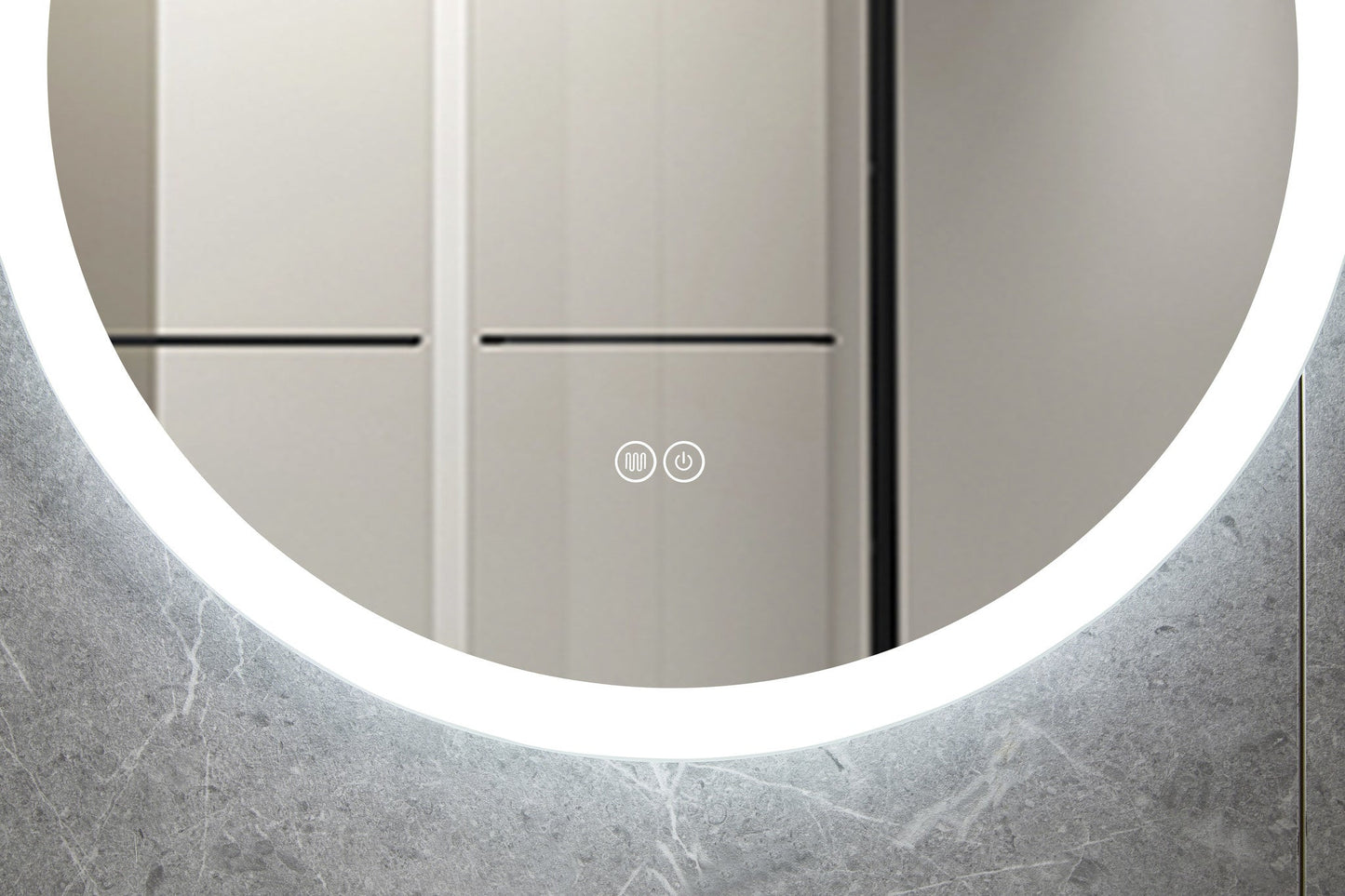 Miroir rond 80 cm sans cadre, éclairage LED encastré et anti-condensation