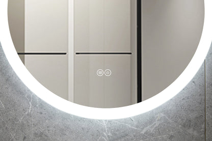 Miroir rond 80 cm sans cadre, éclairage LED encastré et anti-condensation