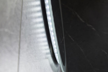 Miroir rond 80 cm sans cadre, éclairage LED encastré et anti-condensation