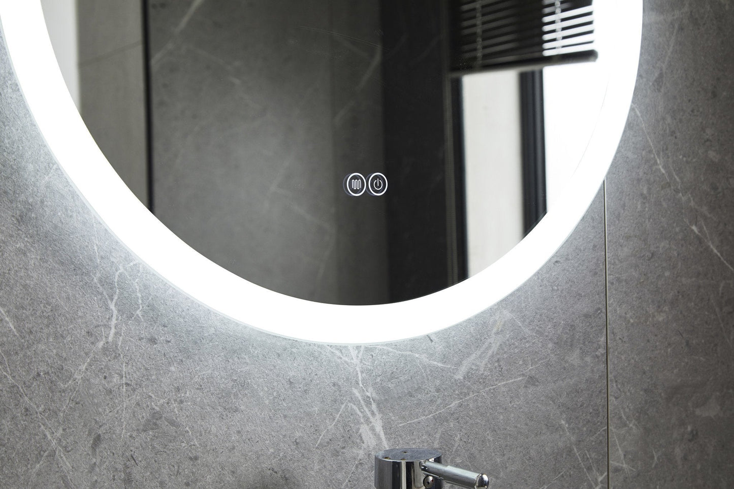 Miroir rond 80 cm sans cadre, éclairage LED encastré et anti-condensation