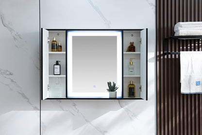 Armoire de toilette noir mat avec éclairage LED 120 (l) x 70 cm (h)
