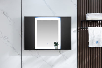 Armoire de toilette noir mat avec éclairage LED 120 (l) x 70 cm (h)