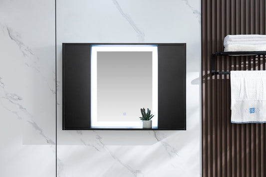Armoire de toilette noir mat avec éclairage LED 120 (l) x 70 cm (h)