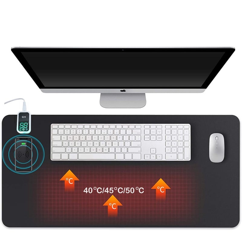 Verwarmde bureau-onderlegger met draadloze oplaadfunctie en led