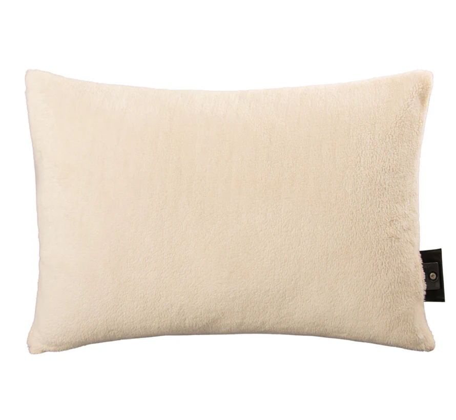 Coussin chauffant Warmy en teddy blanc cassé