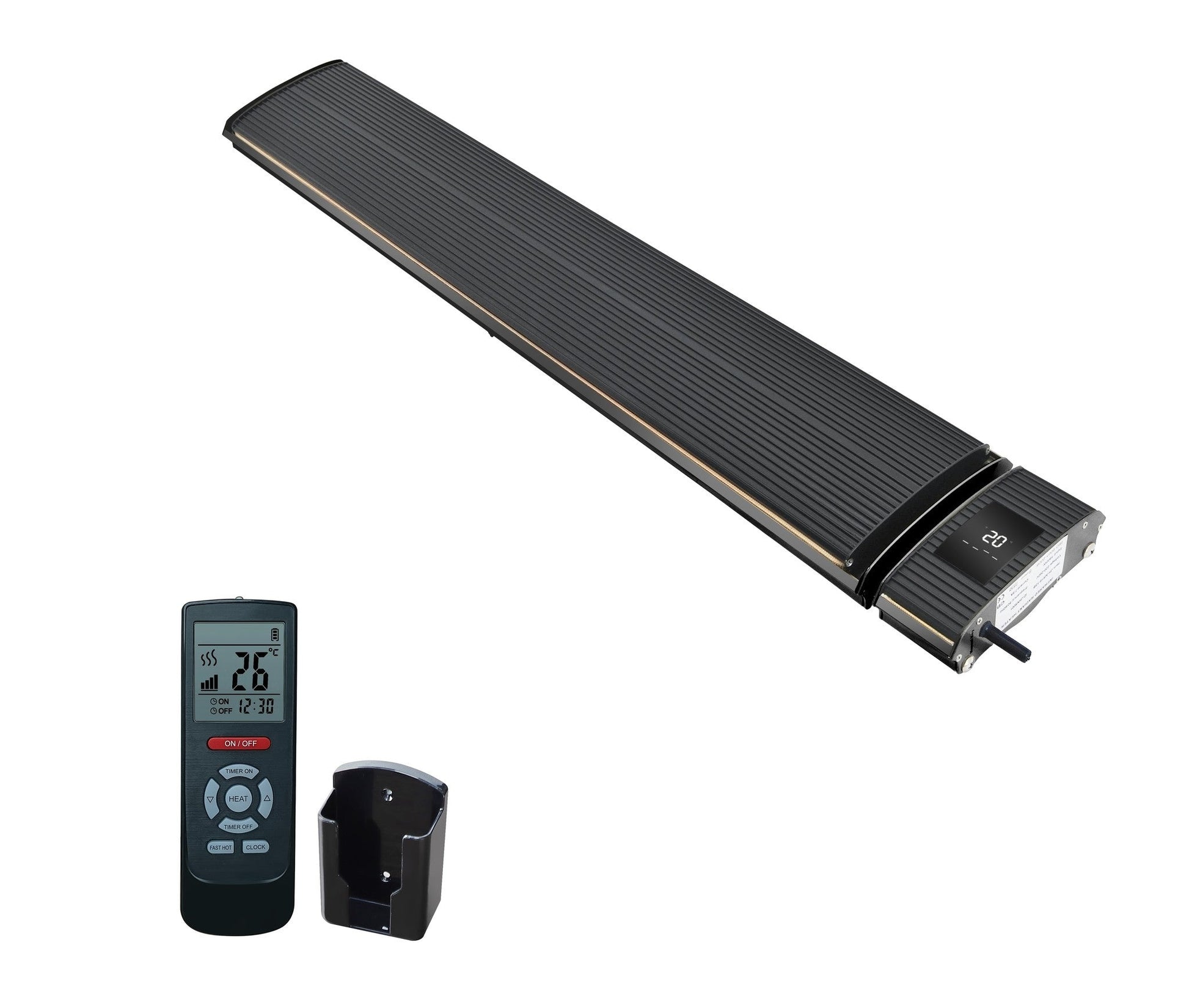 Chauffage de terrasse infrarouge Wifi noir avec 1800 - 2400Watt