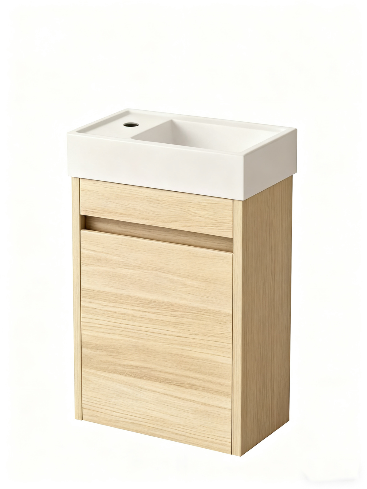Nurion Meuble de toilette Sophie - lavabo blanc brillant et armoire en bois blanc - 41 x 22,5 x 65 cm