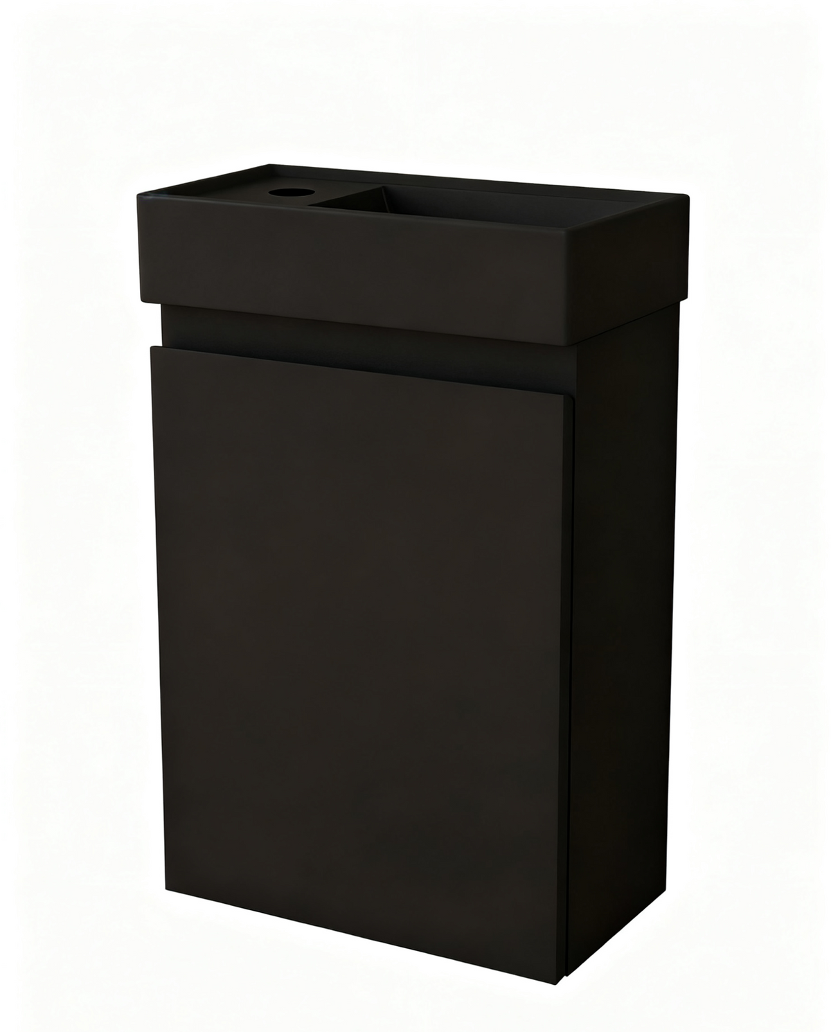 Nurion Meuble WC Milan - vasque mate noire et meuble en bois noir - 41 x 22,5 x 65 cm